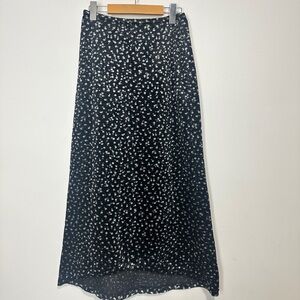 Cache Black Maxi Skirt with White Daisy Print